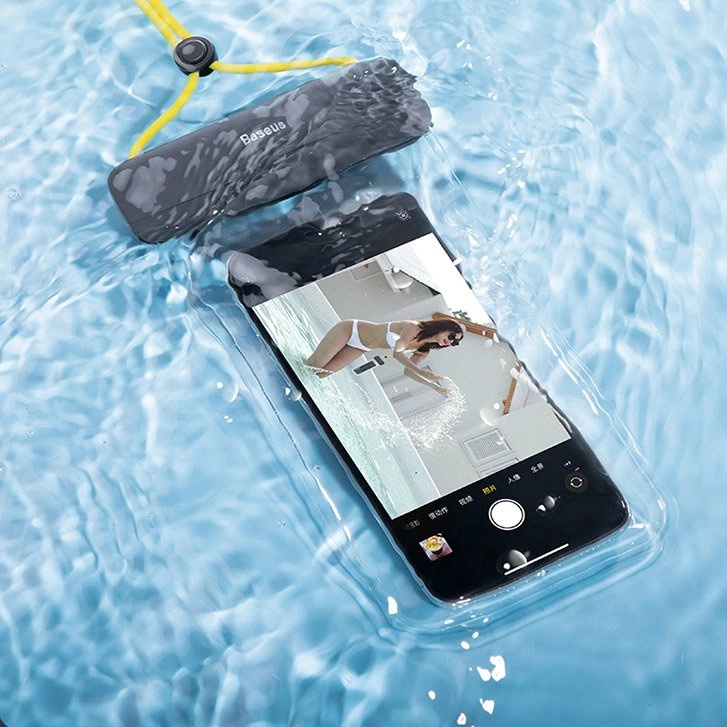 Baseus universal waterproof cover phone case (max 7.2'') for swimming pool IPX8 black (ACFSD-DG1)eng