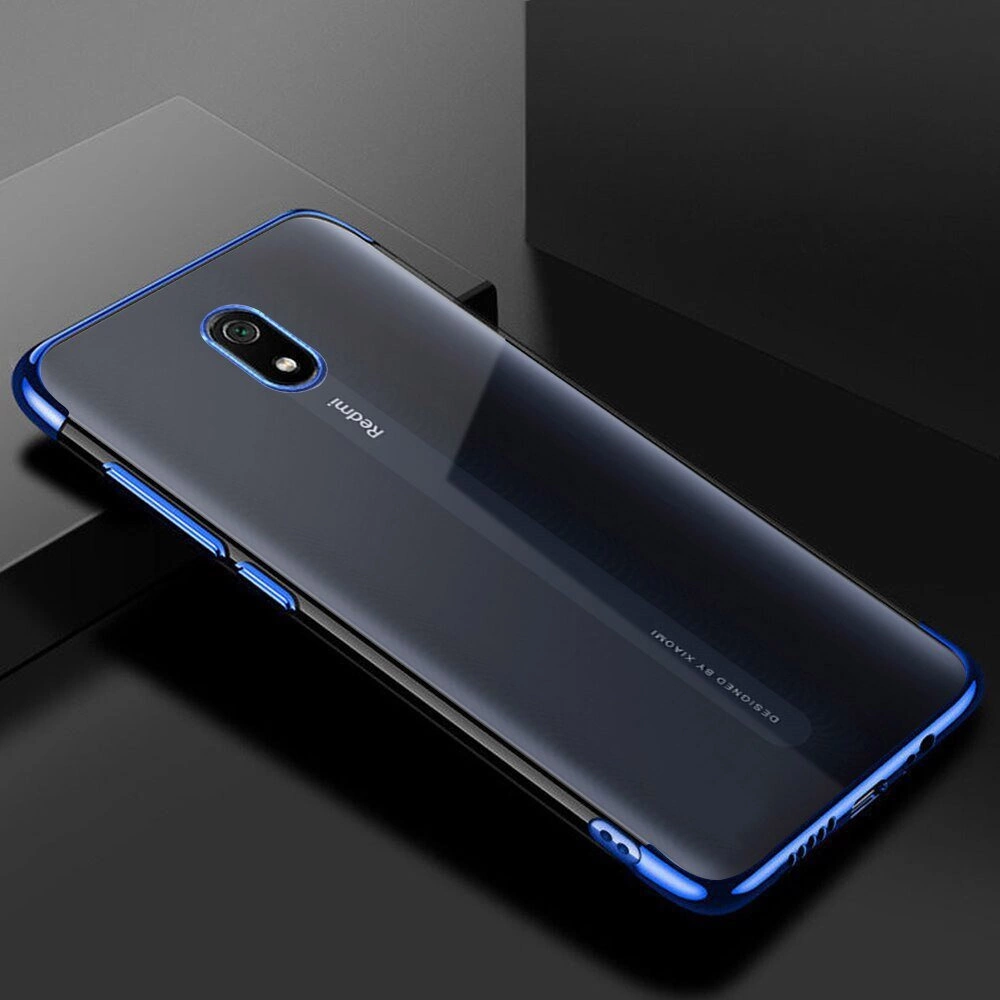 Clear Color Case Gel TPU Electroplating frame Cover for Xiaomi Redmi 8A blueeng