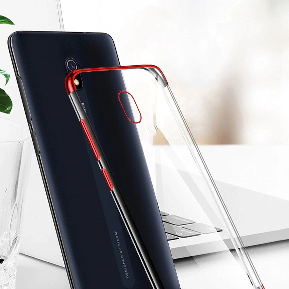 Clear Color Case Gel TPU Electroplating frame Cover for Xiaomi Redmi 8A blueeng