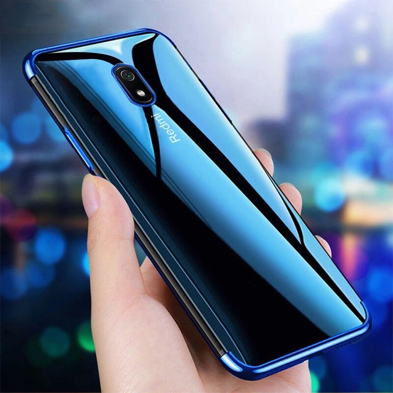 Clear Color Case Gel TPU Electroplating frame Cover for Xiaomi Redmi 8A blueeng