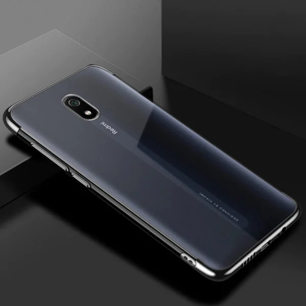 Clear Color Case Gel TPU Electroplating frame Cover for Xiaomi Redmi 8A blackeng