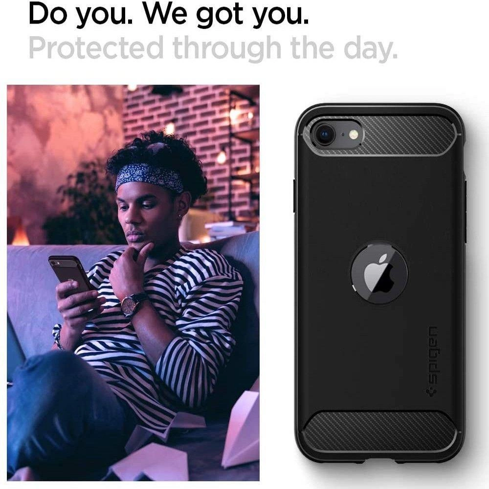 Spigen Rugged Armor Case for iPhone SE 2020 / 2022 - Blackeng