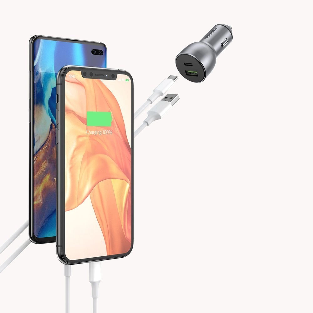 Ugreen Car Charger USB / USB Type C Quick Charge 3.0 Power Delivery 36W 3A Gray (CD213 60980)eng