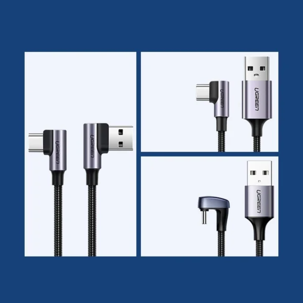 Ugreen angle cable USB cable - USB Type C Quick Charge 3.0 QC3.0 3 A 0.5 m gray (US176 20855)eng