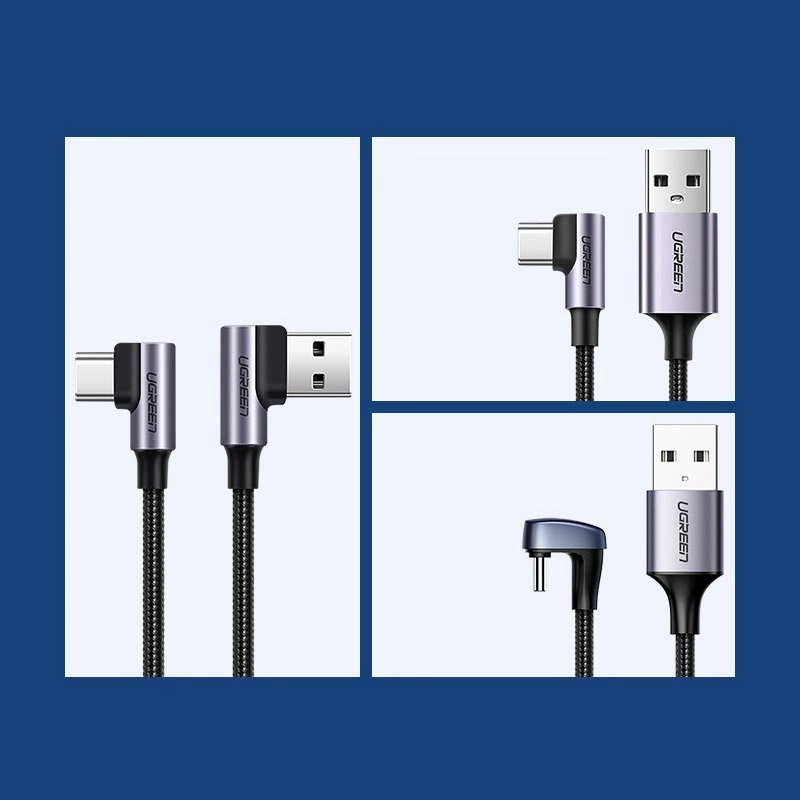 Ugreen angle cable USB cable - USB Type C Quick Charge 3.0 QC3.0 3 A 0.5 m gray (US176 20855)eng