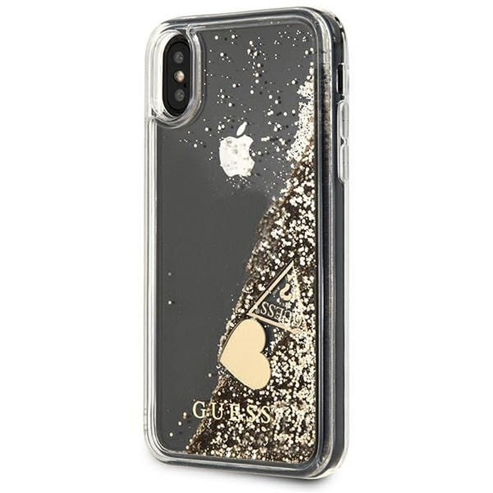 GUESS case for IPHONE X / XS GUOHCPXGLHFLGO (Charms 2 Liquid Glitter) gold