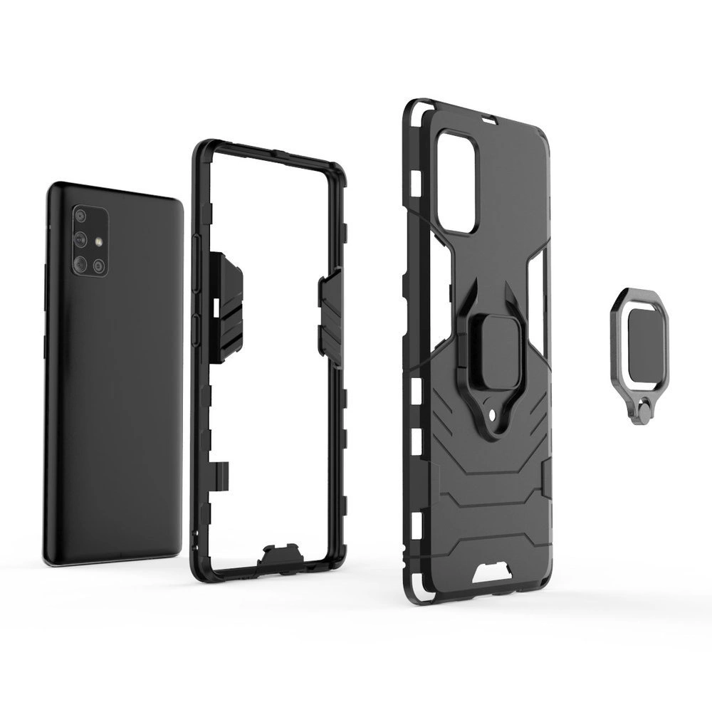 Ring Armor Case Kickstand Tough Rugged Cover for Samsung Galaxy A71 5G blackeng
