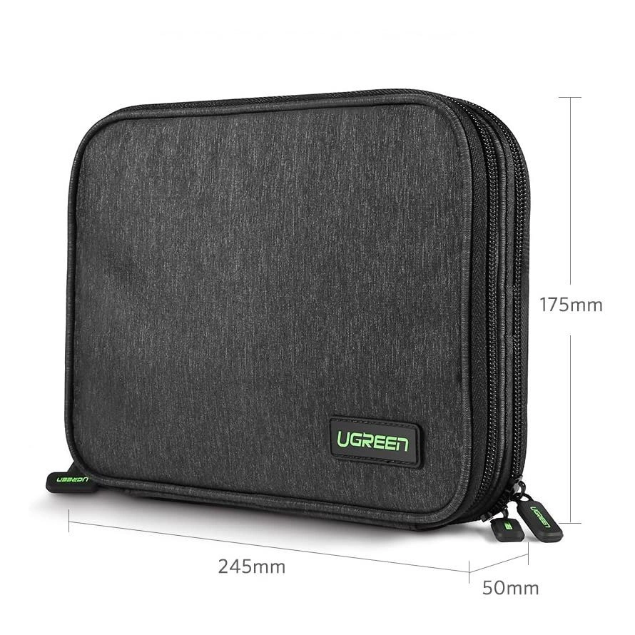 Ugreen case box for hard drive HDD SSD phone cables accessories 24.5 x 17.5 x 5 cm gray (50147 LP149)eng