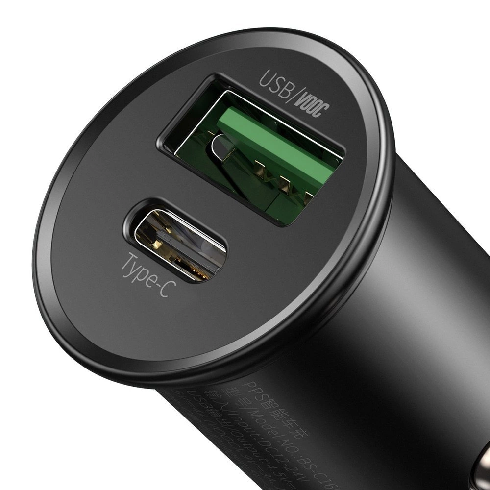 Baseus PPS smart car charger USB / USB Type C 30 W Quick Charge 4.0 QC4+ Power Delivery 3.0 VOOC SCP AFC MTKPE black (CCYS-C01)eng