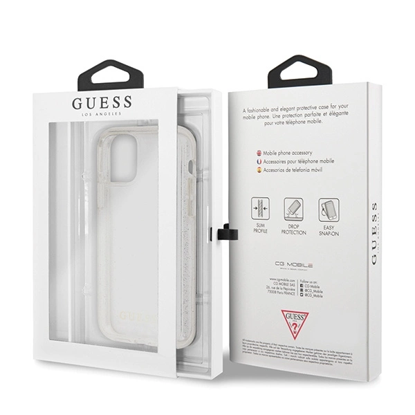 Guess GUHCN65PCGLSI iPhone 11 Pro Max silver/silver hard case Glittereng