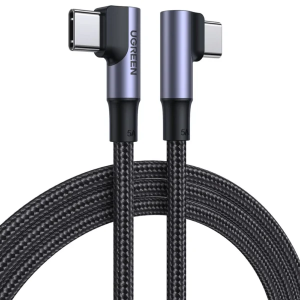 Ugreen US335 70696 angled USB-C - USB-C PD QC FCP 100W 5A 480Mb/s 1m cable - blackeng