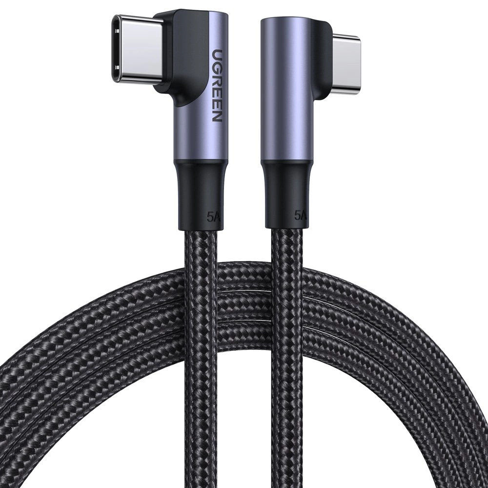 Ugreen US335 70696 angled USB-C - USB-C PD QC FCP 100W 5A 480Mb/s 1m cable - blackeng
