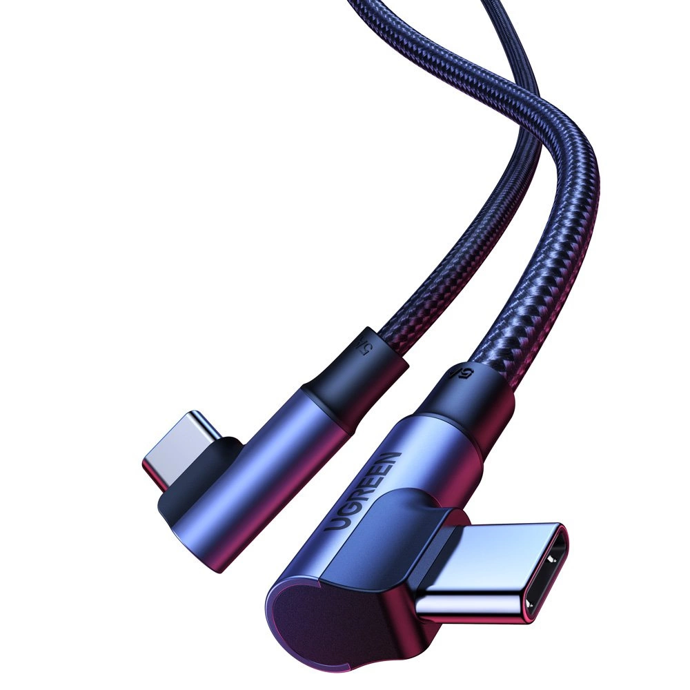 Ugreen US335 70696 angled USB-C - USB-C PD QC FCP 100W 5A 480Mb/s 1m cable - blackeng