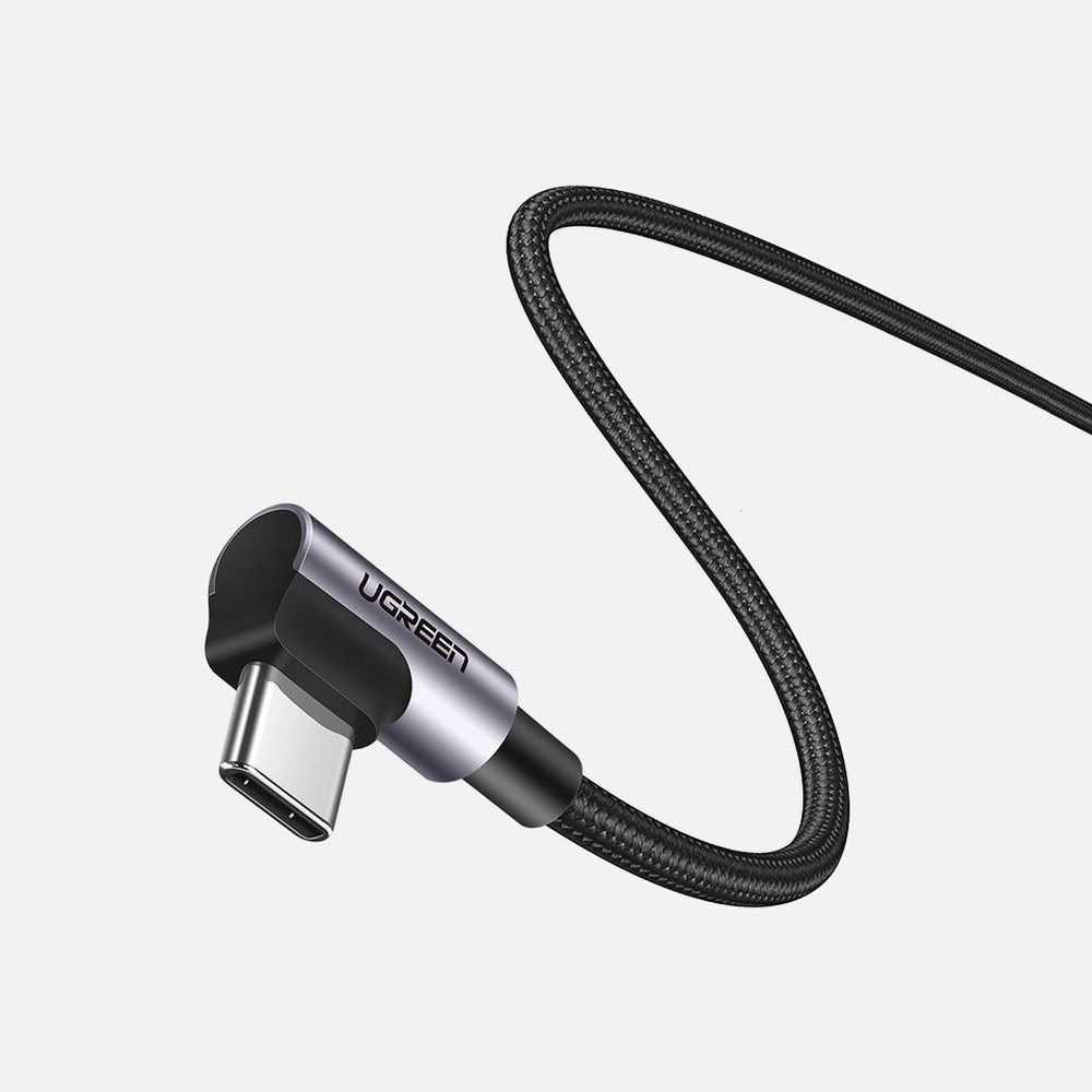 Ugreen US323 angled USB-C - USB-C PD QC SCP 3A 480Mb/s cable 1m - grayeng