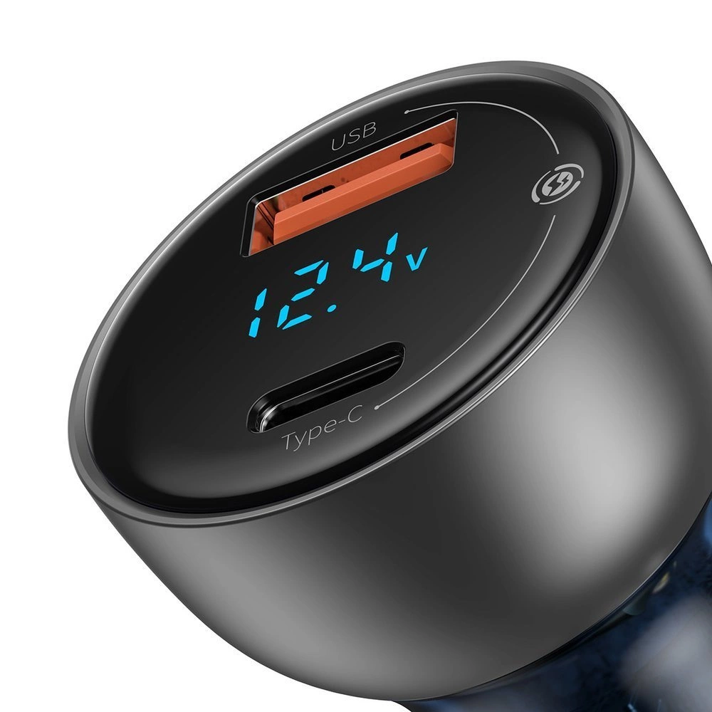 Baseus USB / USB Type C car charger 65 W 5 A SCP Quick Charge 4.0+ Power Delivery 3.0 LCD screen transparent (CCKX-C0A)eng