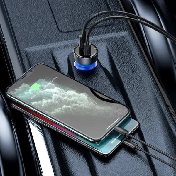 Baseus USB / USB Type C car charger 65 W 5 A SCP Quick Charge 4.0+ Power Delivery 3.0 LCD screen transparent (CCKX-C0A)eng