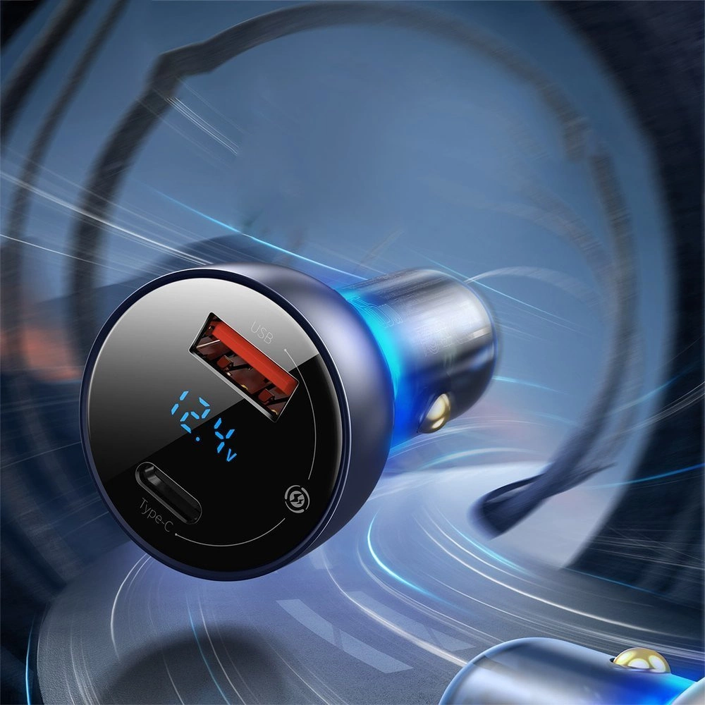 Baseus USB / USB Type C car charger 65 W 5 A SCP Quick Charge 4.0+ Power Delivery 3.0 LCD screen transparent (CCKX-C0A)eng