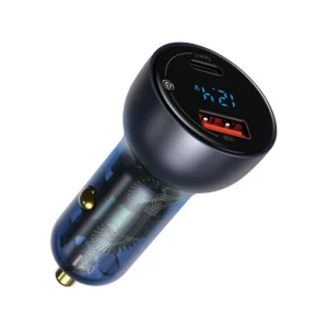 Baseus USB / USB Type C car charger 65 W 5 A SCP Quick Charge 4.0+ Power Delivery 3.0 LCD screen gray (CCKX-C0G)eng