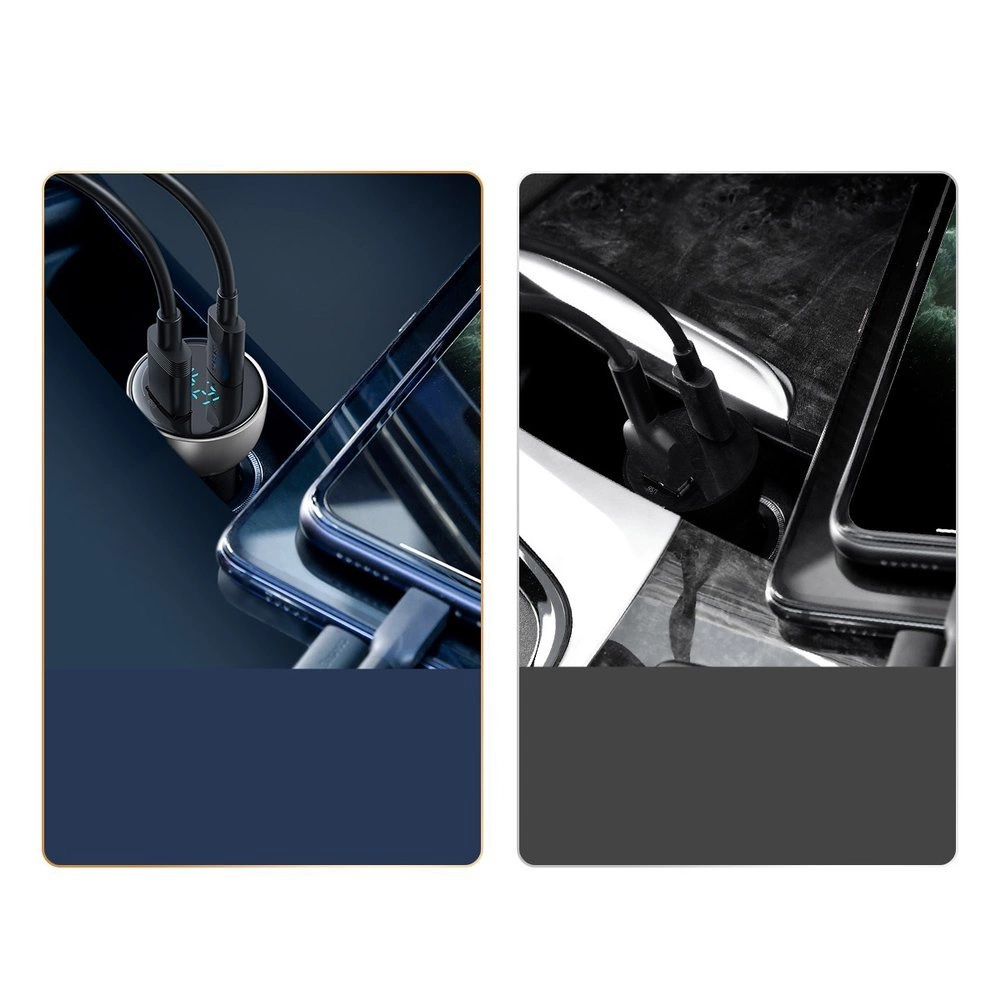 Baseus USB / USB Type C car charger 65 W 5 A SCP Quick Charge 4.0+ Power Delivery 3.0 LCD screen gray (CCKX-C0G)eng
