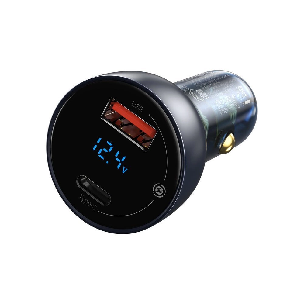 Baseus USB / USB Type C car charger 65 W 5 A SCP Quick Charge 4.0+ Power Delivery 3.0 LCD screen gray (CCKX-C0G)eng