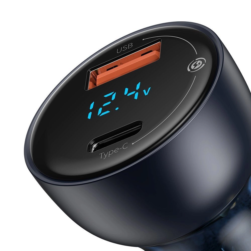 Baseus USB / USB Type C car charger 65 W 5 A SCP Quick Charge 4.0+ Power Delivery 3.0 LCD screen gray (CCKX-C0G)eng