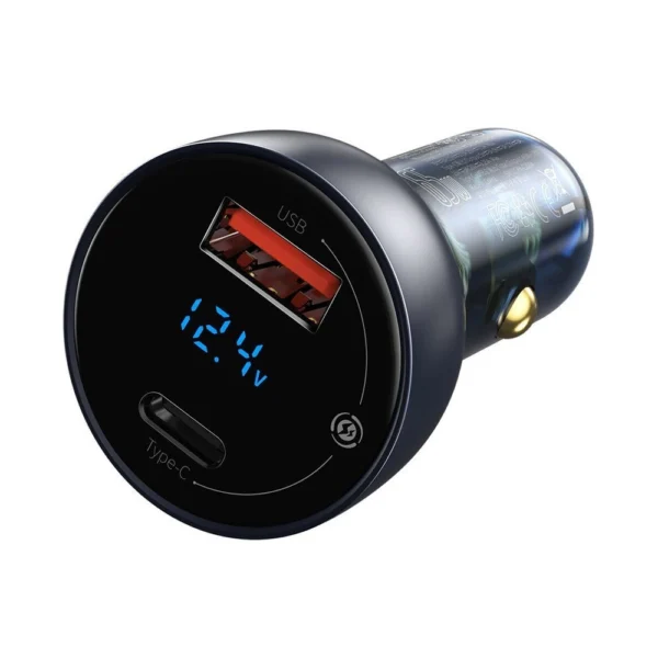 Baseus USB / USB Type C car charger 65 W 5 A SCP Quick Charge 4.0+ Power Delivery 3.0 LCD screen + USB Type C - USB Type C cable gray (TZCCKX-0G)eng