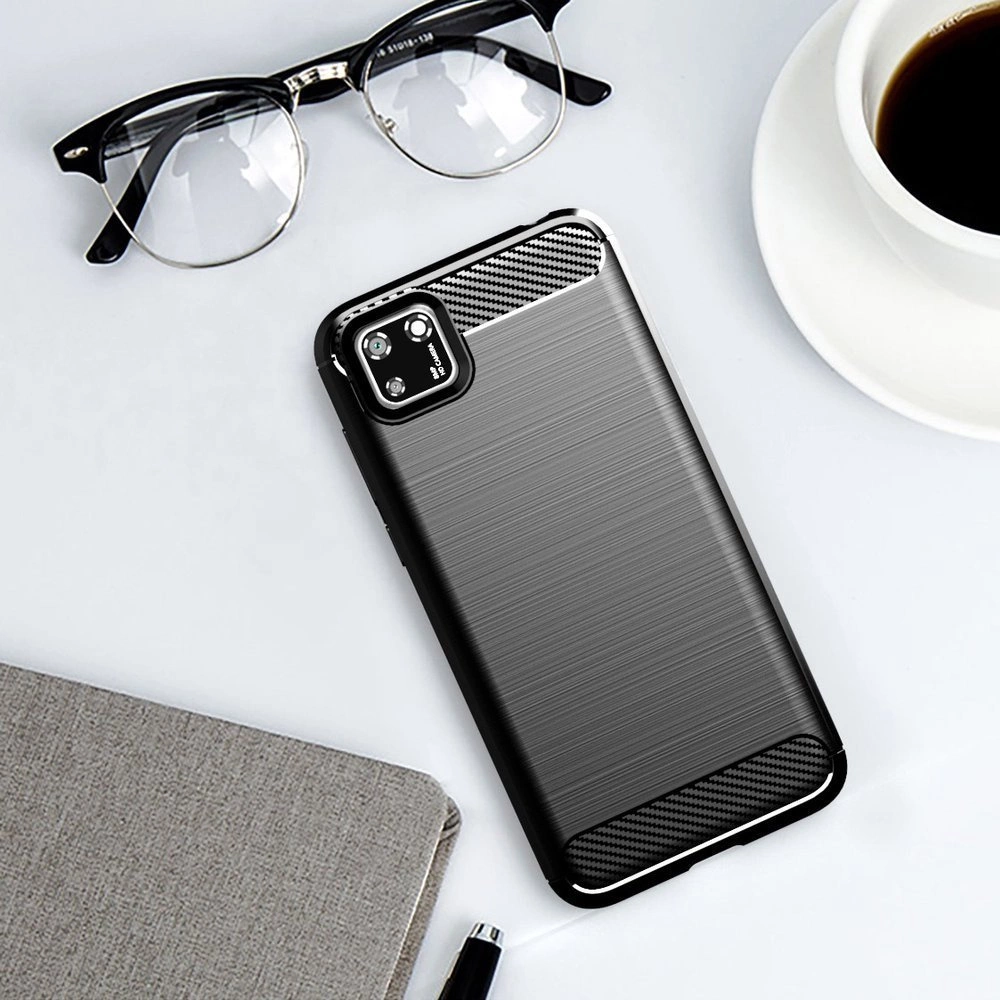 Carbon Case Flexible Cover TPU Case for Huawei Y5p blackeng