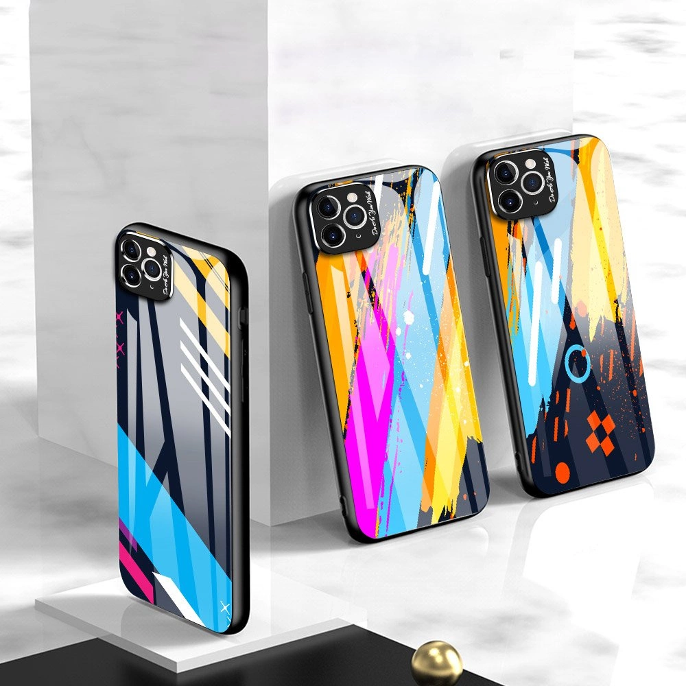 Color Glass Case Durable Cover with Tempered Glass Back and camera cover iPhone 11 Pro Max pattern 1eng