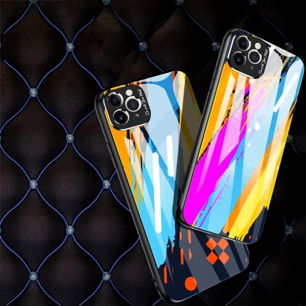 Color Glass Case Durable Cover with Tempered Glass Back and camera cover iPhone 11 Pro Max pattern 1eng