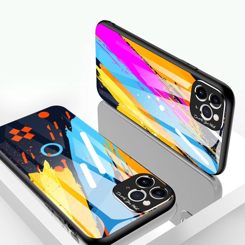 Color Glass Case Durable Cover with Tempered Glass Back and camera cover iPhone 11 Pro Max pattern 1eng