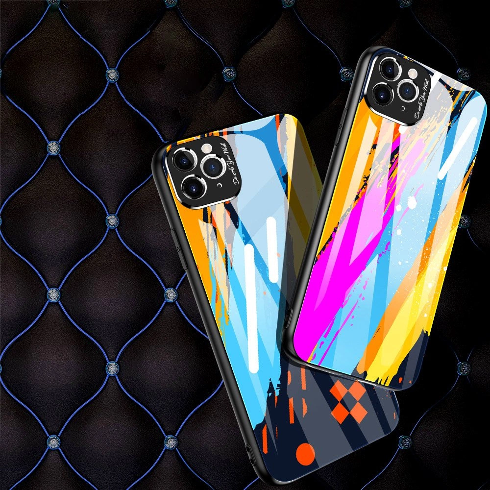 Color Glass Case Durable Cover with Tempered Glass Back and camera cover iPhone 11 Pro Max pattern 2eng