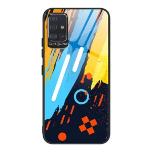 Color Glass Case Durable Cover with Tempered Glass Back and camera cover Samsung Galaxy A71 pattern 1eng