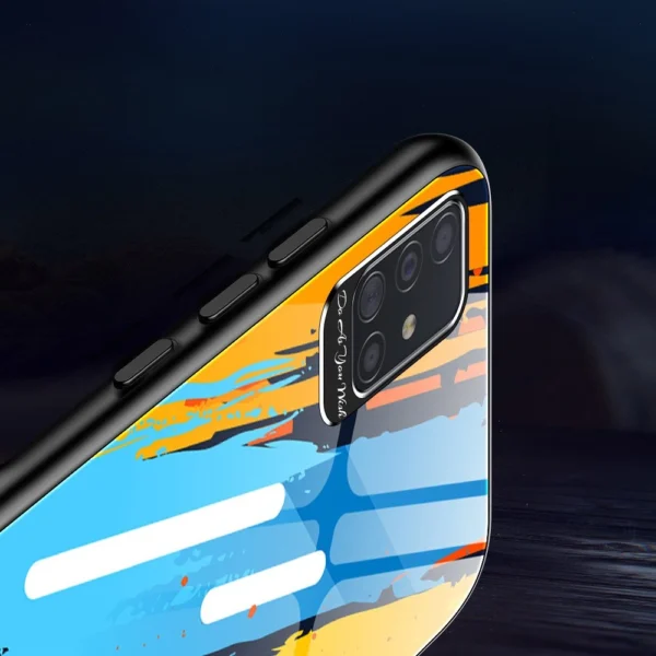 Color Glass Case Durable Cover with Tempered Glass Back and camera cover Samsung Galaxy A71 pattern 1eng