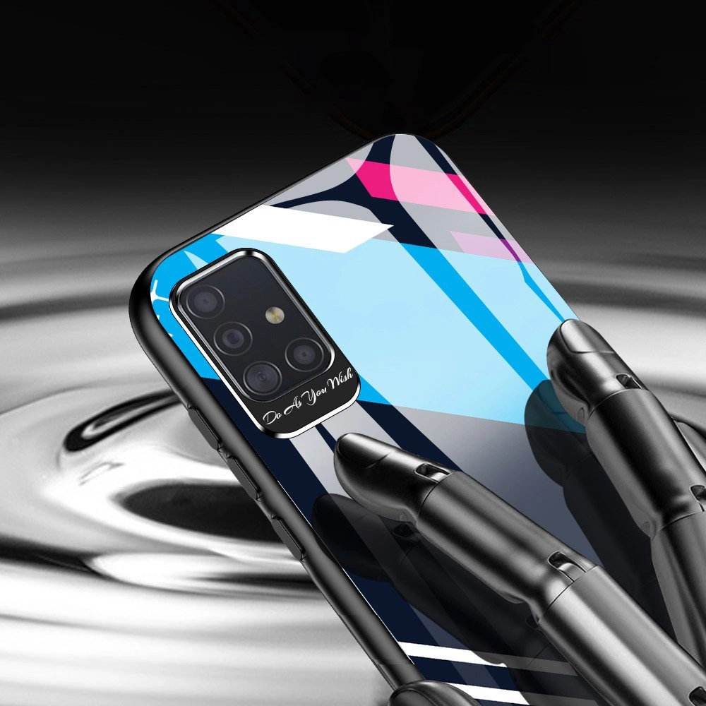 Color Glass Case Durable Cover with Tempered Glass Back and camera cover Samsung Galaxy A71 pattern 1eng