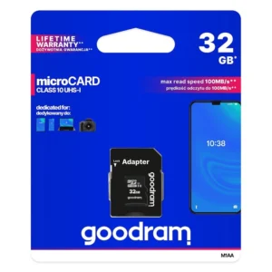 Goodram Microcard 32 GB micro SD HC UHS-I class 10 memory card, SD adapter (M1AA-0320R12)eng