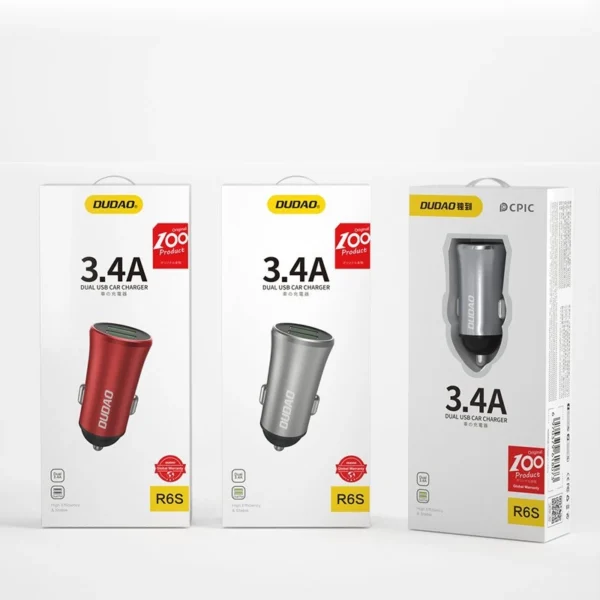 Dudao 3.4A smart car charger 2x USB silver (R6S silver)eng