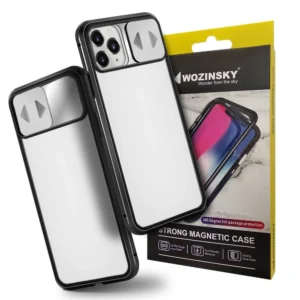 Wozinsky Magnetic Cam Slider Case Full Body Cover built-in front glass lens rotector for Huawei P40 blackeng