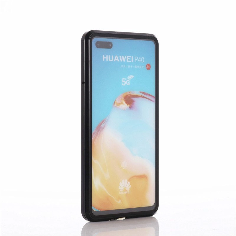 Wozinsky Magnetic Cam Slider Case Full Body Cover built-in front glass lens rotector for Huawei P40 blackeng