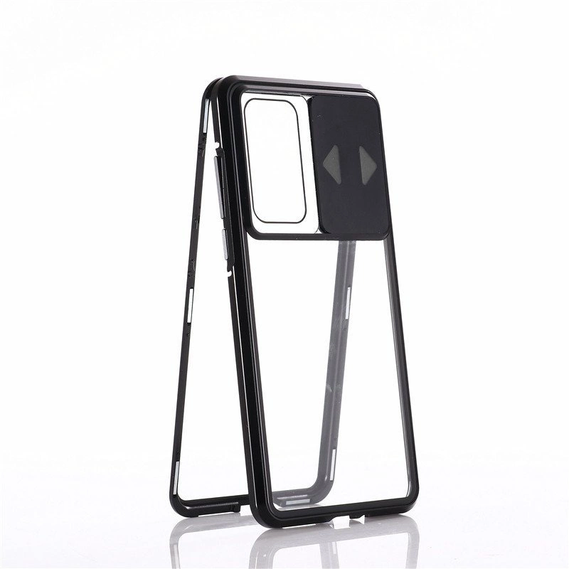 Wozinsky Magnetic Cam Slider Case Full Body Cover built-in front glass lens rotector for Huawei P40 blackeng