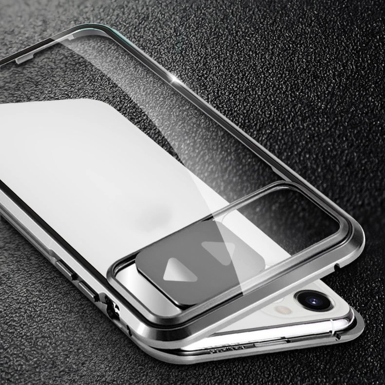 Wozinsky Magnetic Cam Slider Case Full Body Cover built-in front glass lens rotector for Huawei P40 blackeng