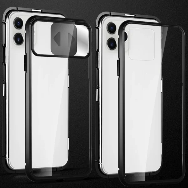 Wozinsky Magnetic Cam Slider Case Full Body Cover built-in front glass lens rotector for Huawei P40 blackeng