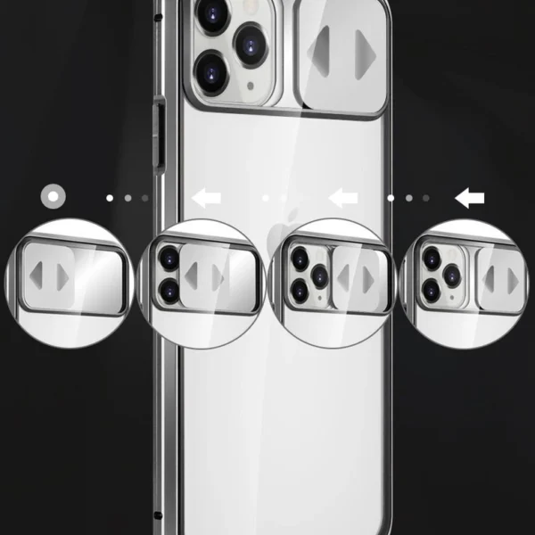 Wozinsky Magnetic Cam Slider Case Full Body Cover built-in front glass lens rotector for Huawei P40 blackeng