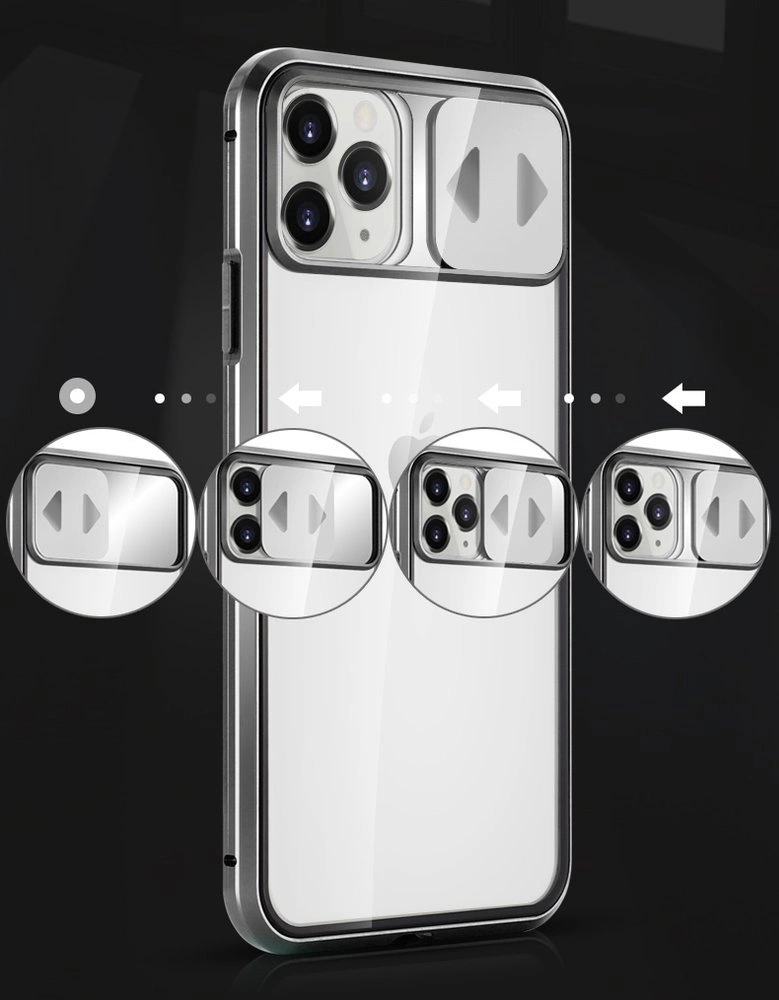 Wozinsky Magnetic Cam Slider Case Full Body Cover built-in front glass lens rotector for Huawei P40 blackeng