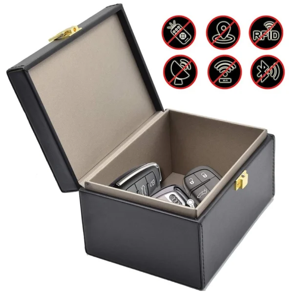 Signal blocking chest Radio blocking Faraday Box for car keys smartphone blackeng