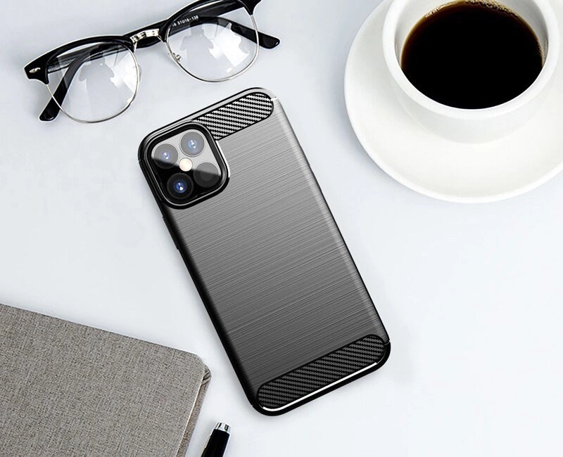 Carbon Case Flexible Cover TPU Case for iPhone 12 mini blackeng