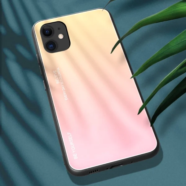 Gradient Glass Durable Cover with Tempered Glass Back iPhone 12 mini pinkeng