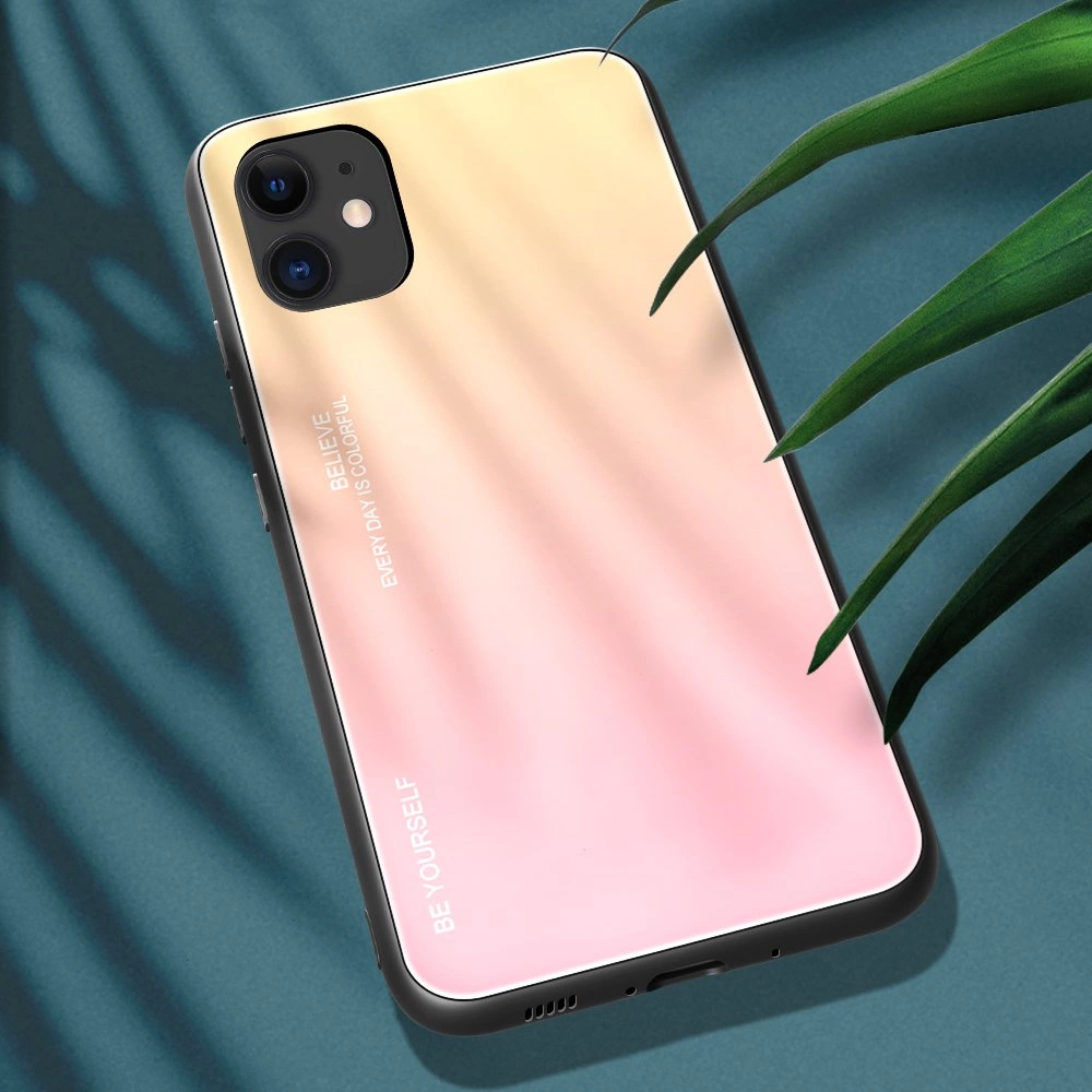 Gradient Glass Durable Cover with Tempered Glass Back iPhone 12 mini pinkeng