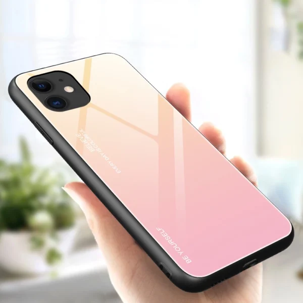 Gradient Glass Durable Cover with Tempered Glass Back iPhone 12 mini pinkeng