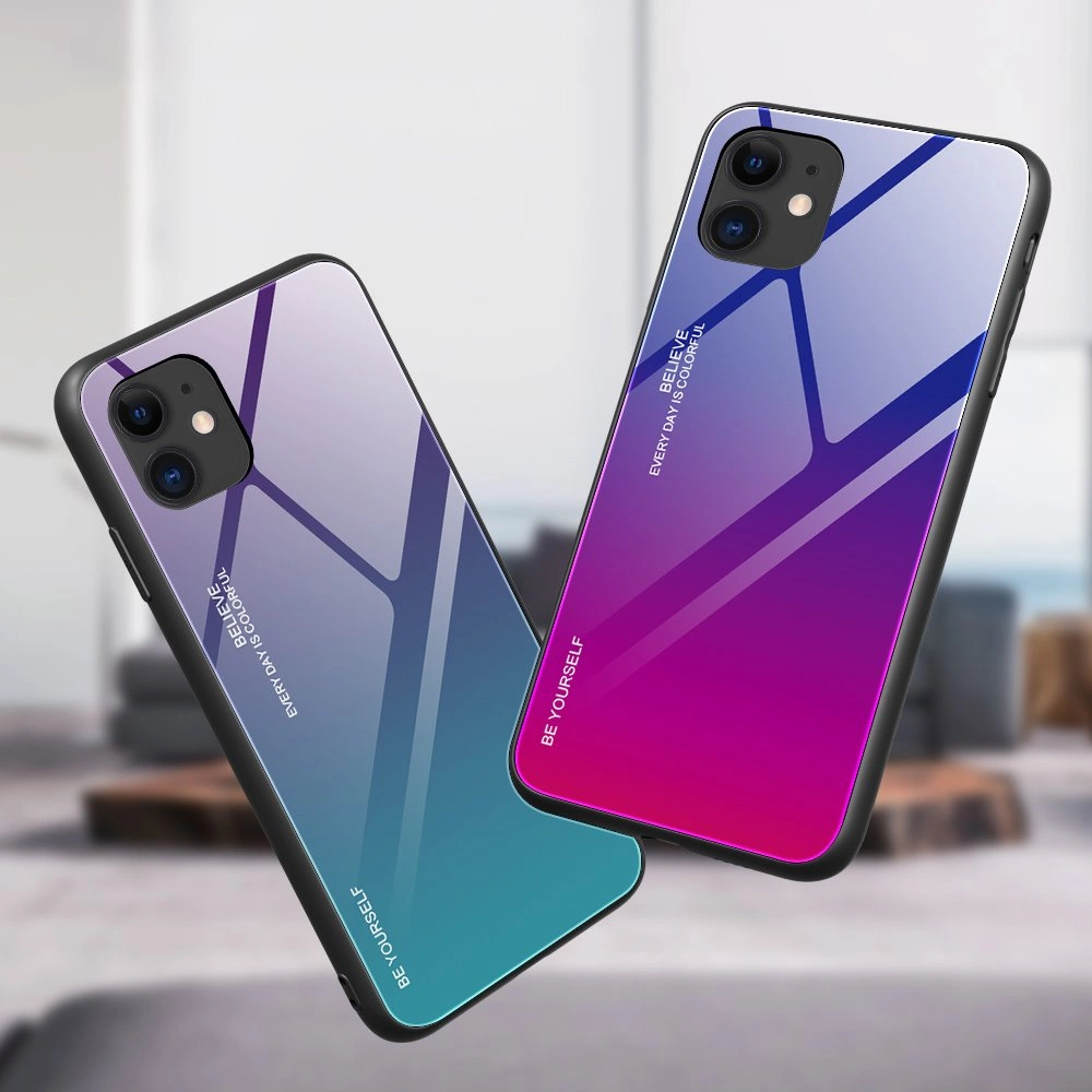 Gradient Glass Durable Cover with Tempered Glass Back iPhone 12 mini black-redeng