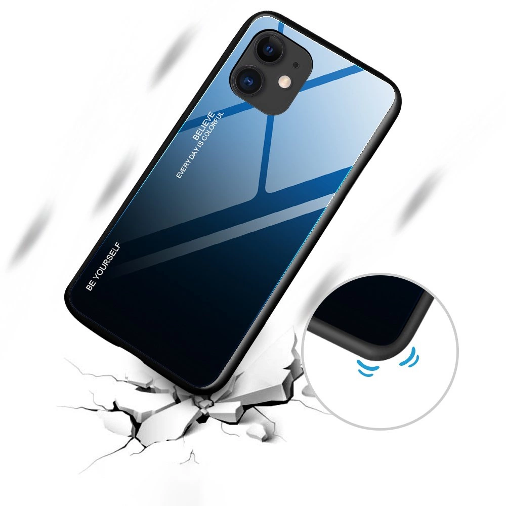 Gradient Glass Durable Cover with Tempered Glass Back iPhone 12 mini black-redeng